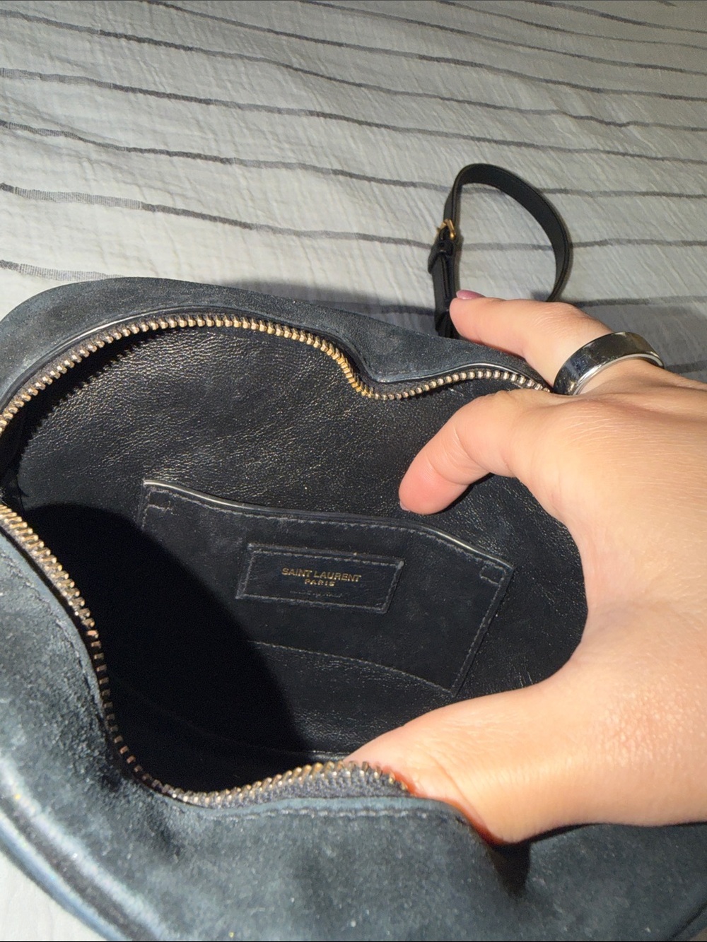 Saint Laurent Black Suede and Leather Crossbody Saddle Bag - Picture 5 of 6